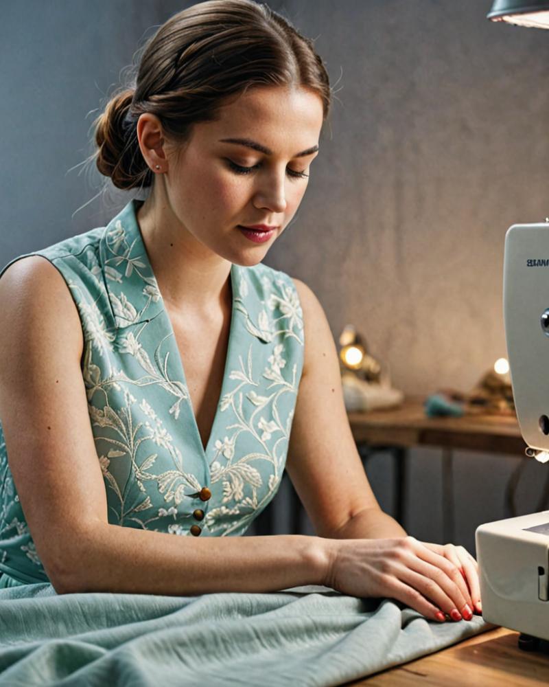 Professional seamstress at work