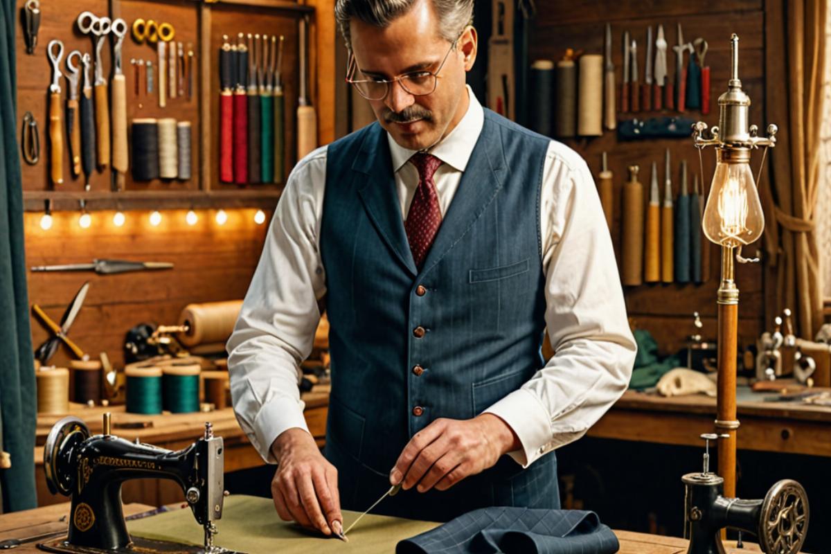 Professional tailor working on custom clothing